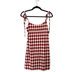 AUDREY 3+1 Strappy Geometric Terracota Mini Dress Small